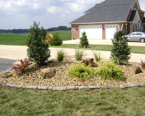 stone plant bed landscaping near fairview heights il